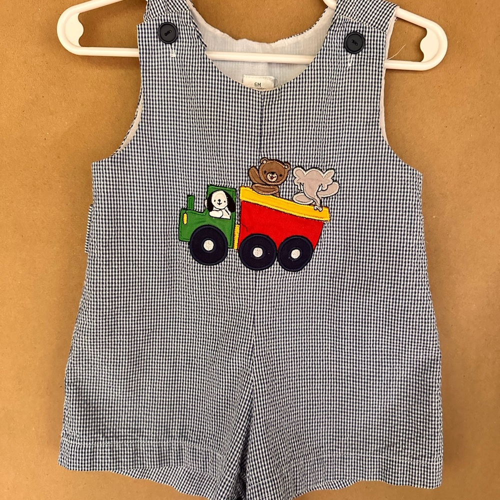 Baby boy 3-6 month animal friend overall bubble
